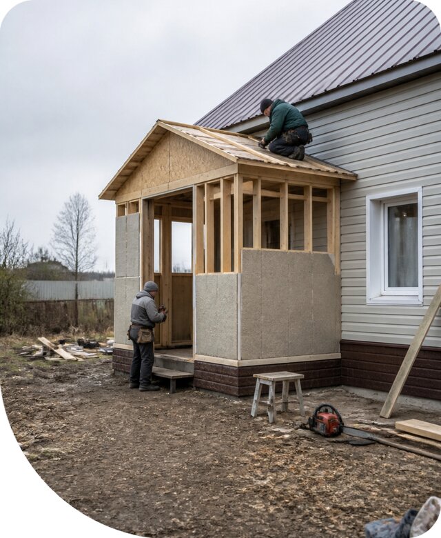 Пристройка теплого тамбура к дому в Горном-Алтайске под ключ